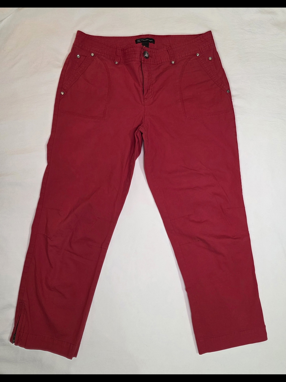 INC International Concepts Red Cropped Cargo Pants Size 10
